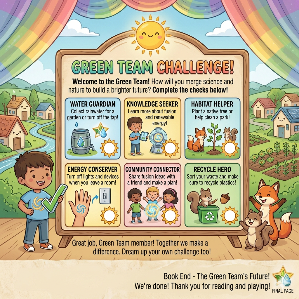 The Green Team Challenge board with 6 superhero roles to complete.